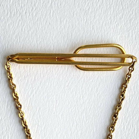 SWANK Monogram GJR Initials Name Letter Gold Tone Vintage Pendant Tie Bar Clip - Picture 4 of 7